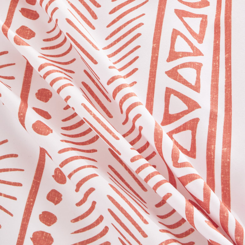 Terracotta Boho Geometric Queen Duvet Cover Set
