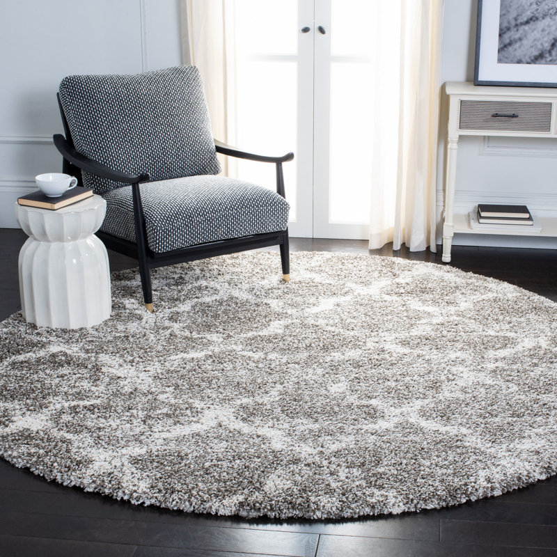 Tapis gris / ivoire Liseron, Rond 7 pi