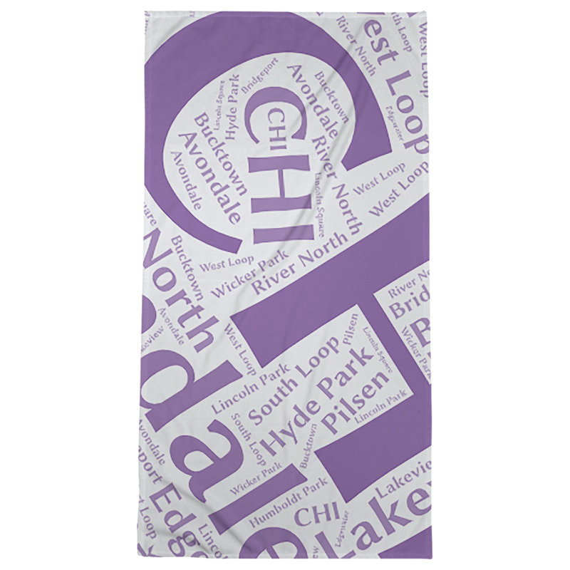 Bath Towel, Purple, Microfiber, Chicago
