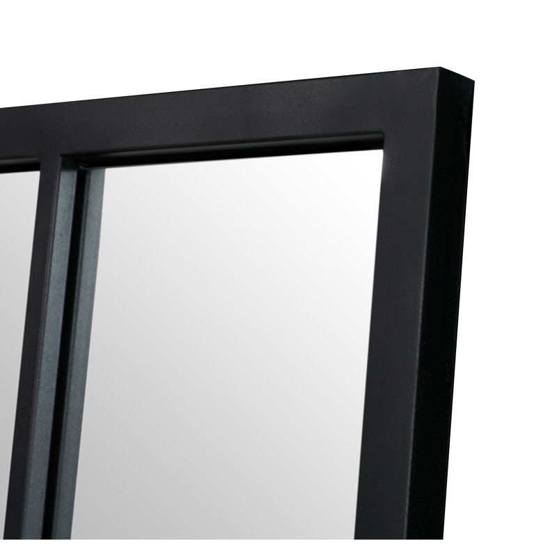 Egberto Rectangular Window Pane Wall Mirror, Black, 36" x 28"