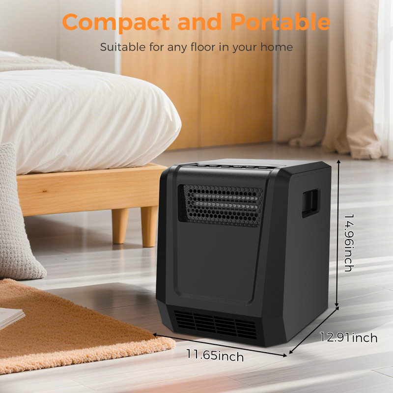 1500W 6-Element Infrared Space Heater with Remote, Digital Thermostat & 12H Timer