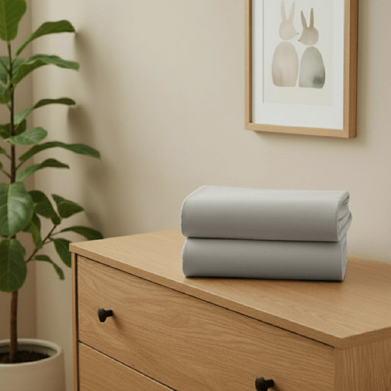 100% Cotton - Piece Standard Cot Fitted Sheet, Grey