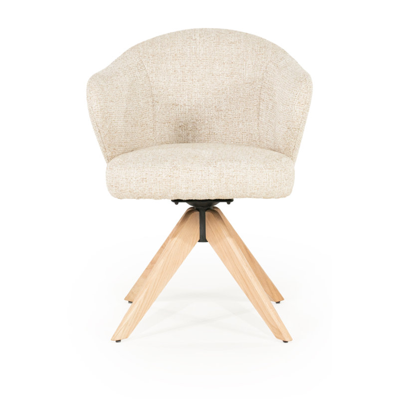 Connor Oak Accent Chair, Beige