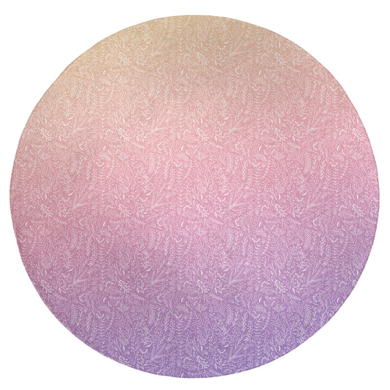 Tapis rouge/mauve dégradé ditsy floral, Rond 5 pi