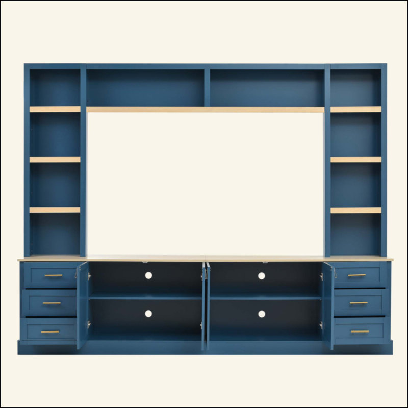 Meuble audio-vidéo 4 pièces avec tablette réglable Farmhouse, Black