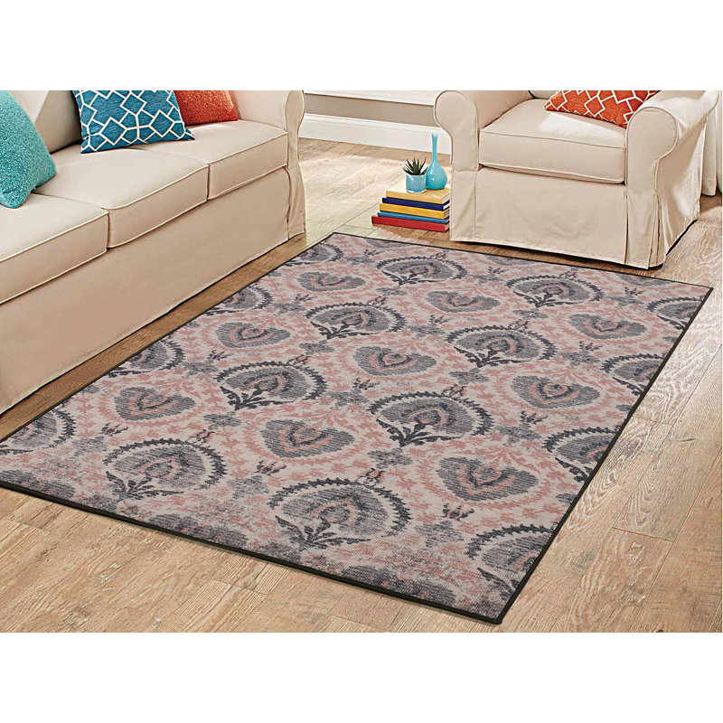 Tapis saumon à motif ikat Philpot, Rectangle 5 pi x 7 pi