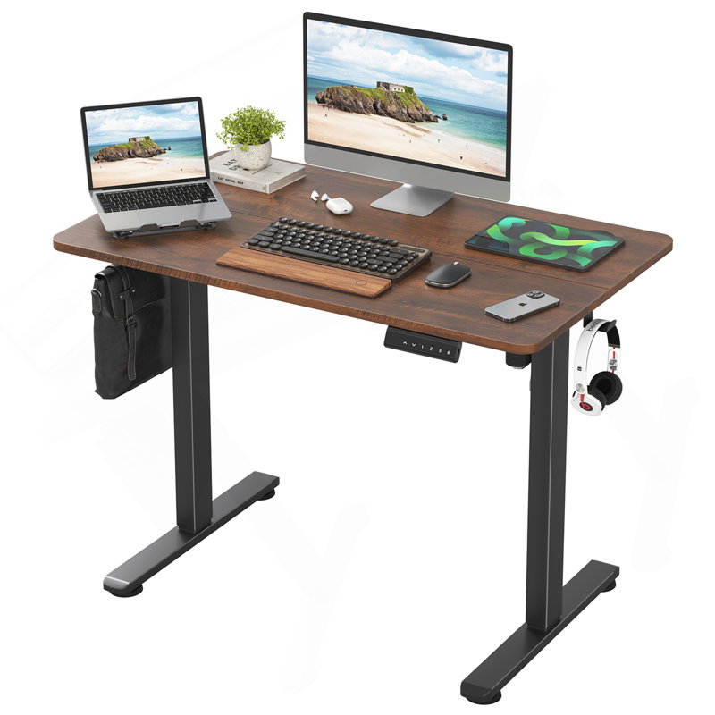 Bureau à domicile à hauteur ajustable STary Electric, Brun-roux / noir, H 45 po x l 40,55 po x P 24 po