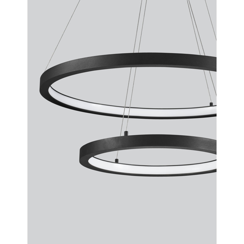 3 - Light LED Geometric Pendant, Black