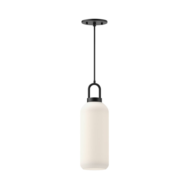 Luminaire suspendu cylindrique simple à 1 lumière Soji, H 20 po x l 5,13 po x P 5,13 po, Noir mat