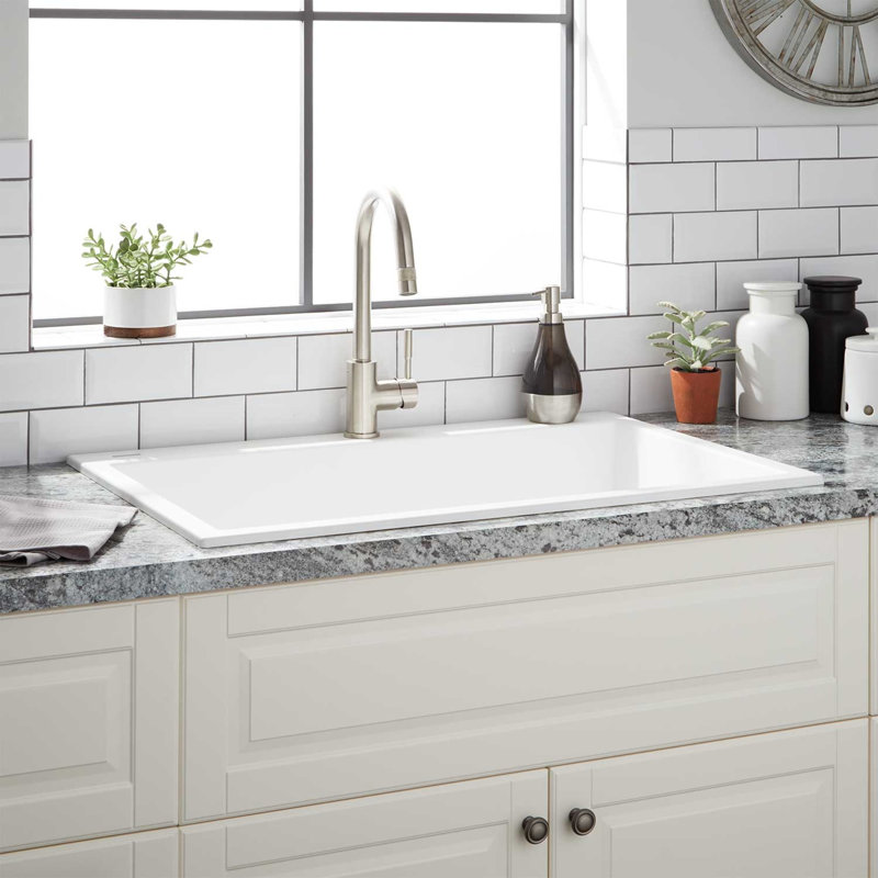 Algren 33" L Undermount Kitchen Sink, Cloud White
