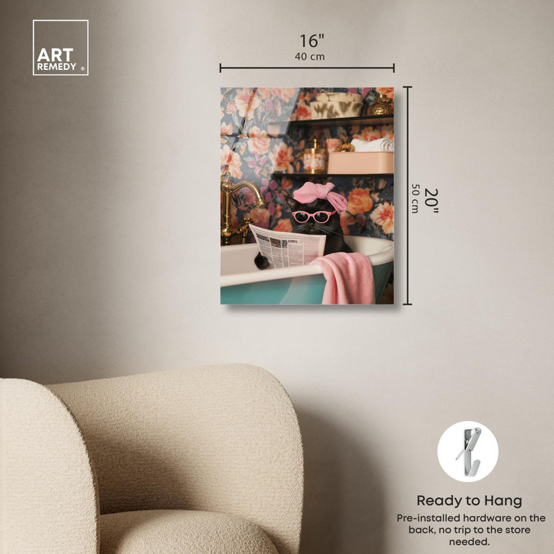 «Spa Day for Mittens», reproduction d'art sur toile par Art Remedy, H 20 po x l 16 po