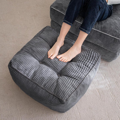 Repose-pieds carré en velours côtelé, grand siège avec coussin de rembourrage en mousse, repose-pieds pour le salon, la chambre à coucher