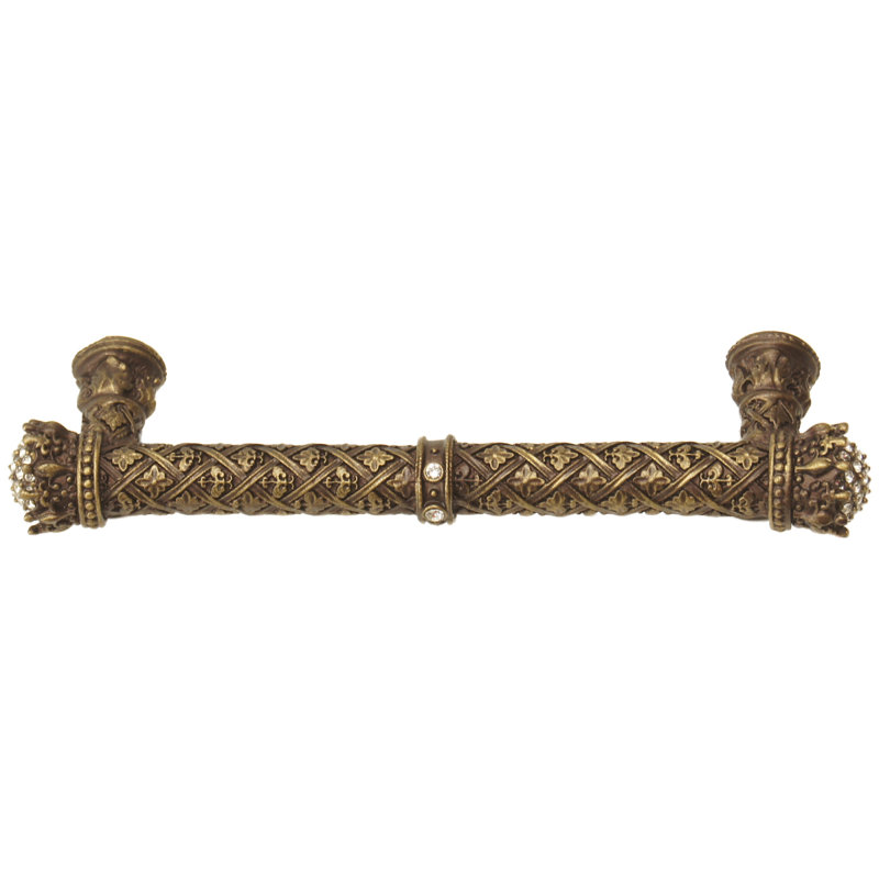 Carpe Diem 6330-3C Crowning Glory Queen Elizabeth Antique Brass Queen Elizabeth 5 inches c.c. pull w/ Swarovski Crystals in Antique Brass