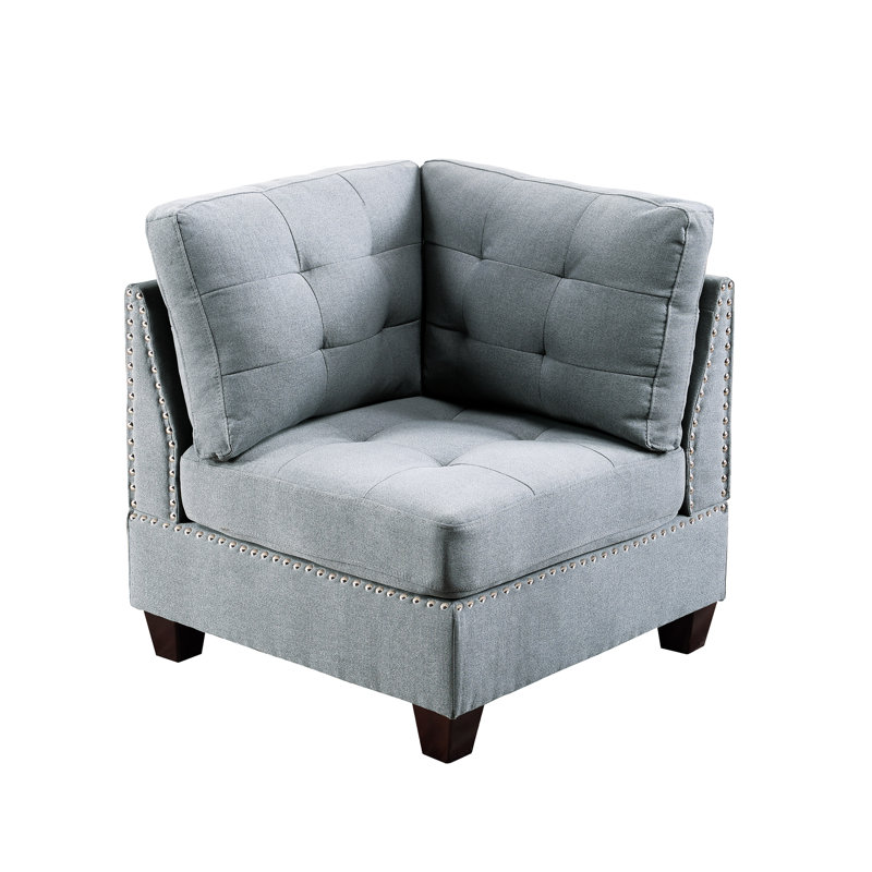 2Pc Modular In Gray, Linen-Like Fabric Chair, 32"X32"X35" H With Wood Frame Mastery Gray - 2Pc, Chair Noteworthiness