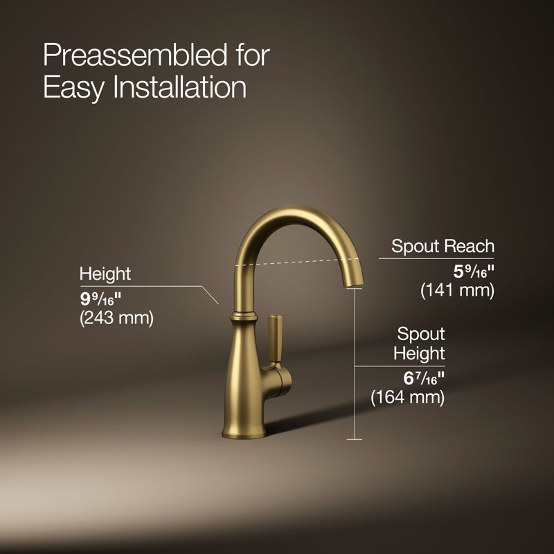 Traditional Beverage Faucet, Vibrant Brushed Moderne Brass