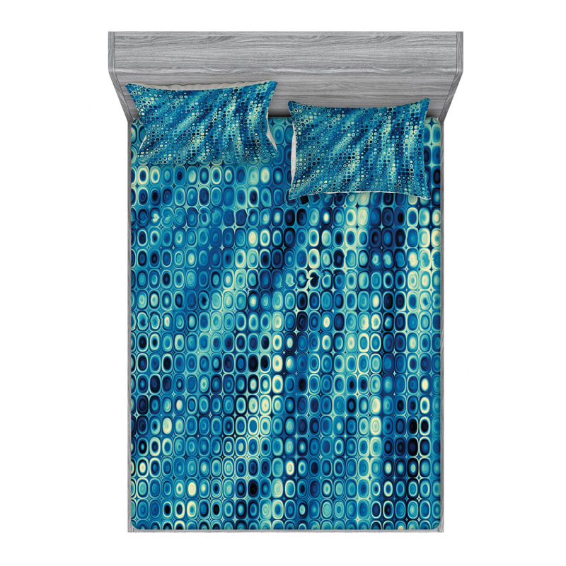 Microfiber Geometric Sheet Set, Full Sheet Set with Fitted Sheet