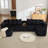 137.5" U Shaped Sofa , USB & Wireless Charge, Coffee Table Board With A Cup Holder, Oversize Movable Modular Sofa,Movable Footstool,No Assembly,6 Seats,Corduroy-57147919