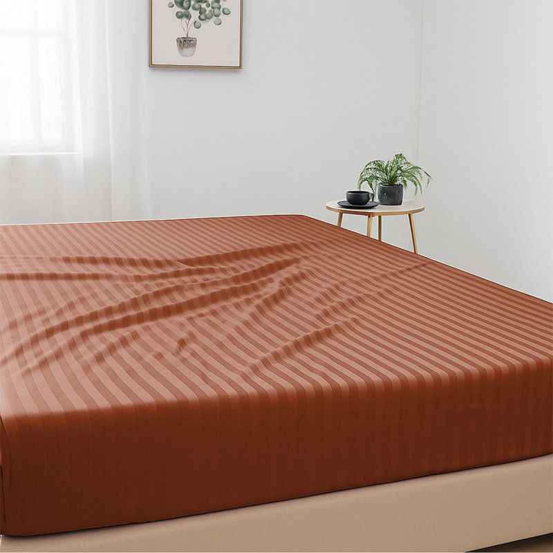 Shaneca Microfiber Machine Woven Fitted Sheet, Rust, Single (3')
