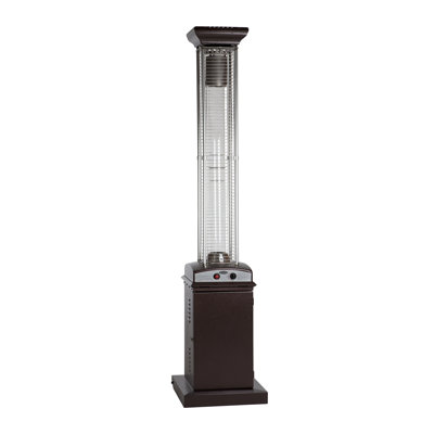 Fire Sense Square Flame Patio Heater 46,000 BTU with Wheels For Residential - Hammered Bronze Finish