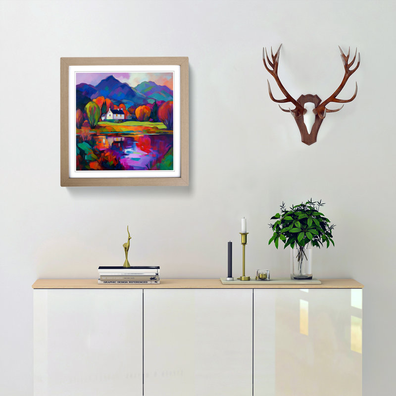 Scotland Fauvism - Single Picture Frame Print on Wood, Oak
