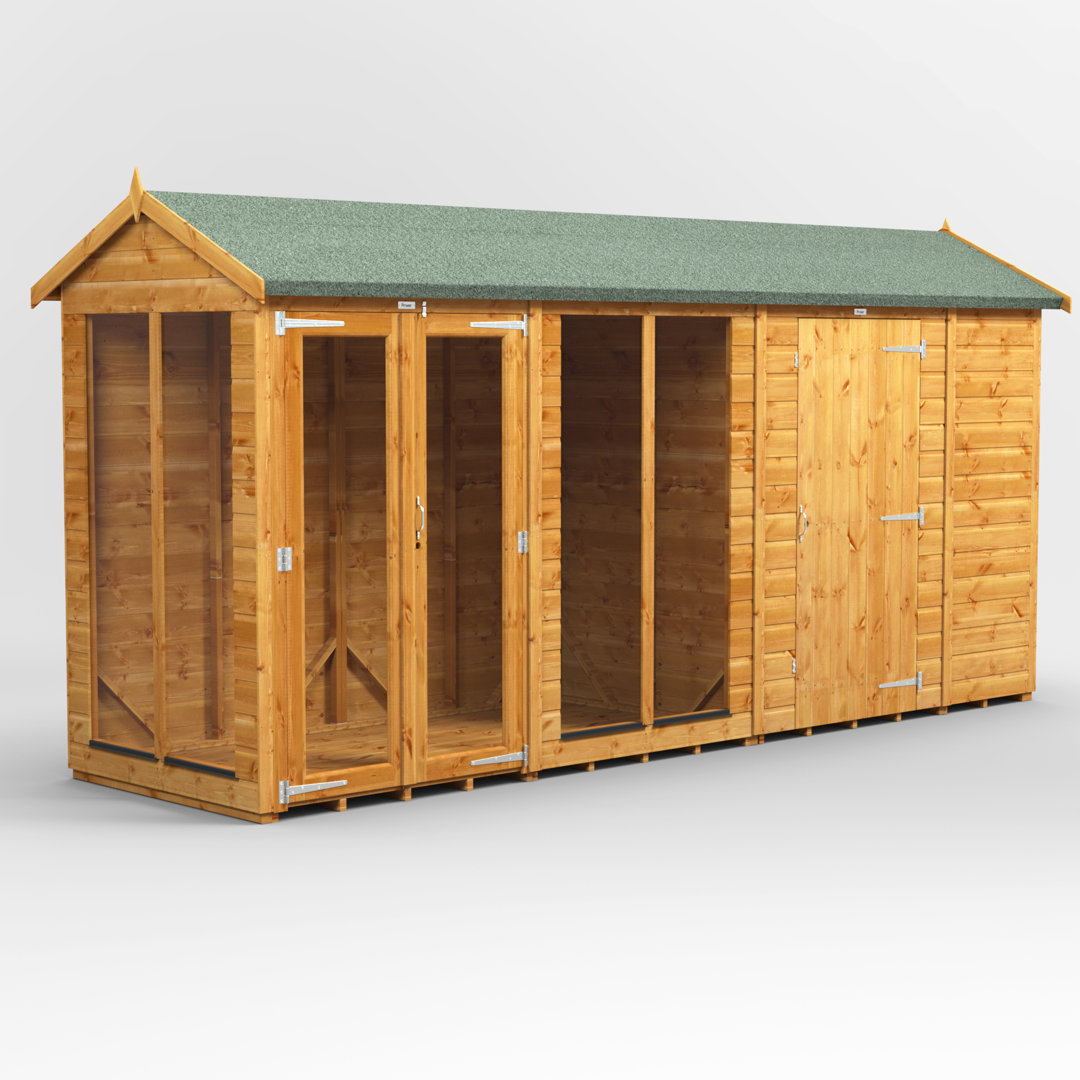 Powersheds 14 x 4ft Timber Tongue & Groove Apex Summerhouse Combi (includes 6ft Side Store)