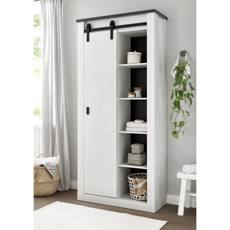Jackeline 1 Door Wardrobe, White/Anthracite