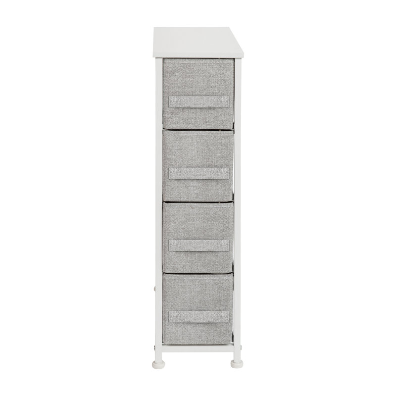 Commode de rangement verticale 4 tiroirs Colne, Blanc / gris clair