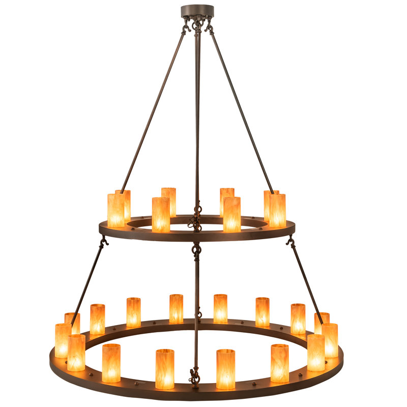 Lustre en roue de chariot unique à 24 lumières