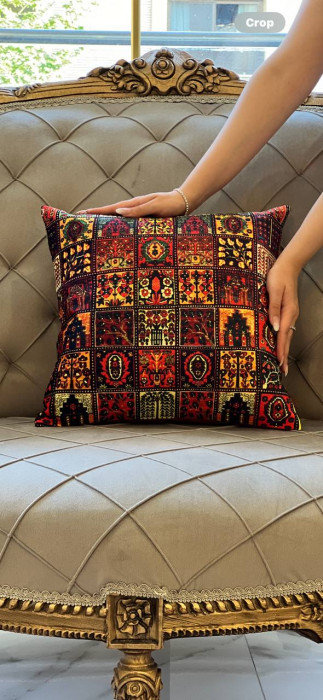Square Throw Pillow, Red/Yellow/Black
