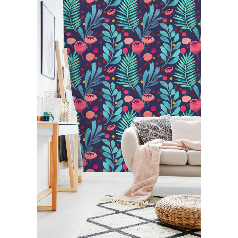 Murale peinte à peindre tropicale couleur aquarelle, l 25 po x L 50 po