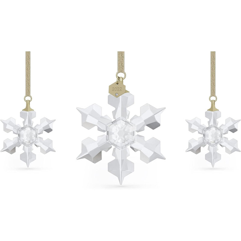 Annual Edition Set Of Snowflake Ornaments, White Swarovski Crystals, Part Of The Swarovski Annual Edition Collection
