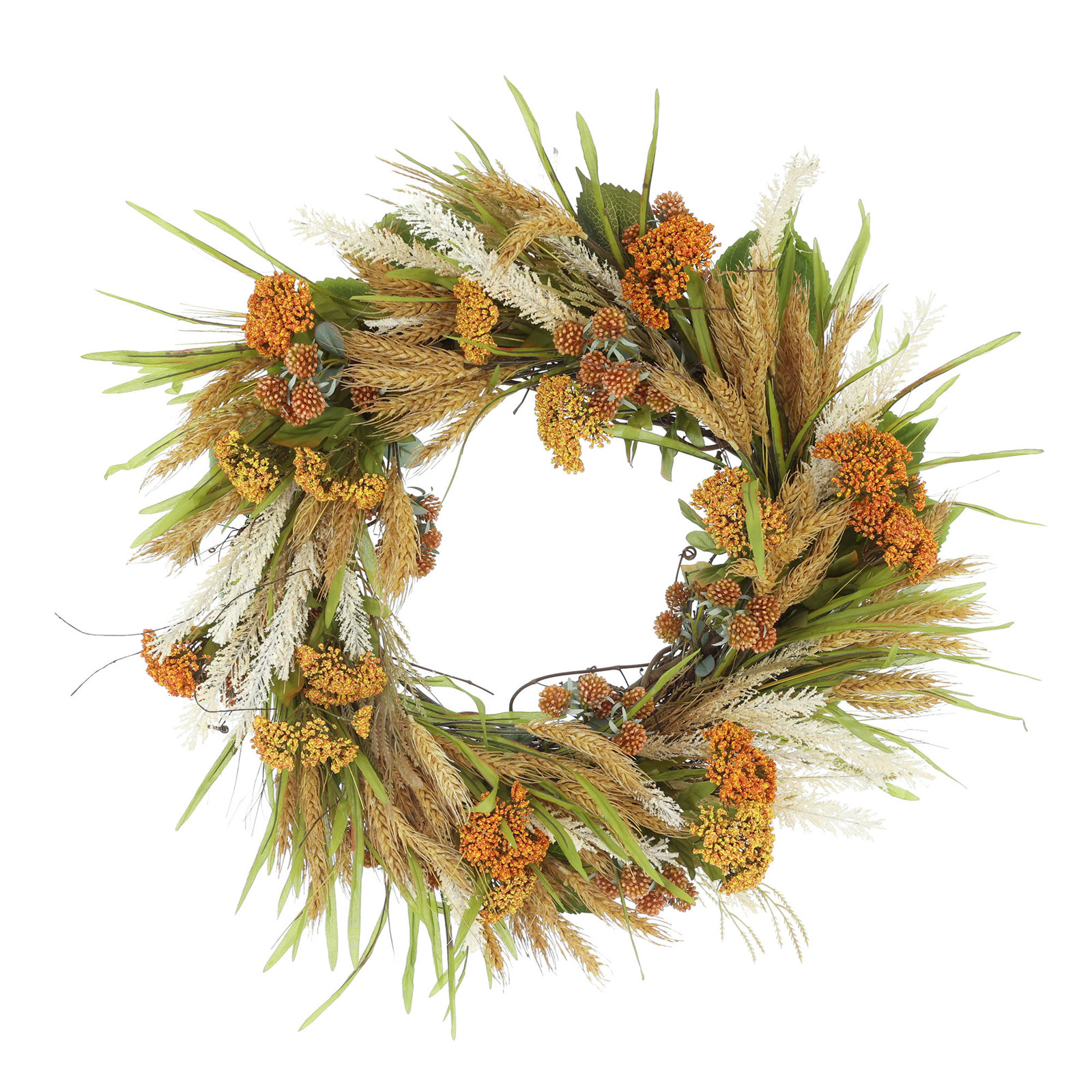 24" Wheat and Lucky Berry Fall Wreath