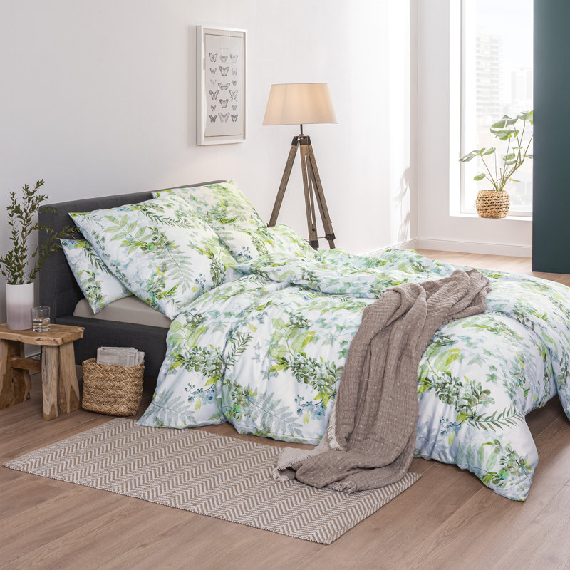 Evia Cotton Floral Duvet Cover Set with Pillowcases, 135 x 200 cm + 3x 40 x 80 cm