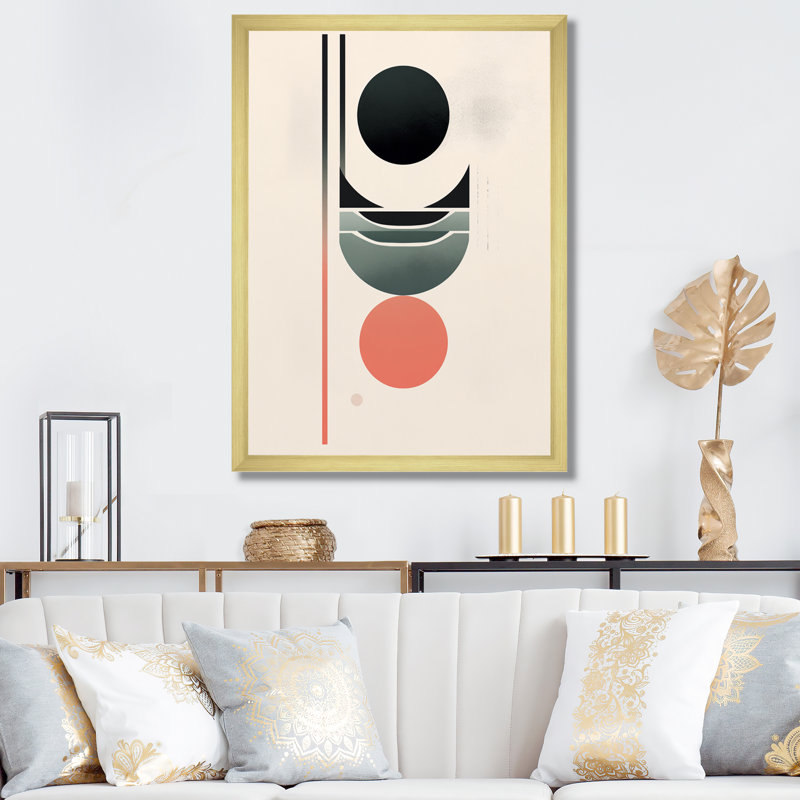 «Pure Lunar Imagination Geometric Minimalisme I», reproduction d'art sur toile transitionnelle, Cadre doré simple