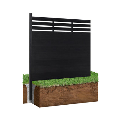 8ft H  Semi-Closed Composite Privacy Fence Panel with Post (In-ground 2ft, Groud 6ft )