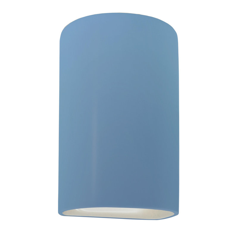Awni Ceramic Flush Mounted Sconce, 12.5" H x 7.75" W x 6.25" D, Sky Blue, Integrated LED