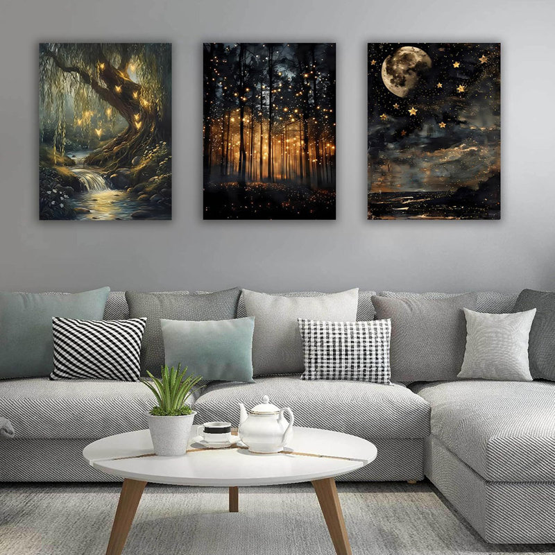 3 Piece Wrapped Canvas Print, 40 cm H x 90 cm W