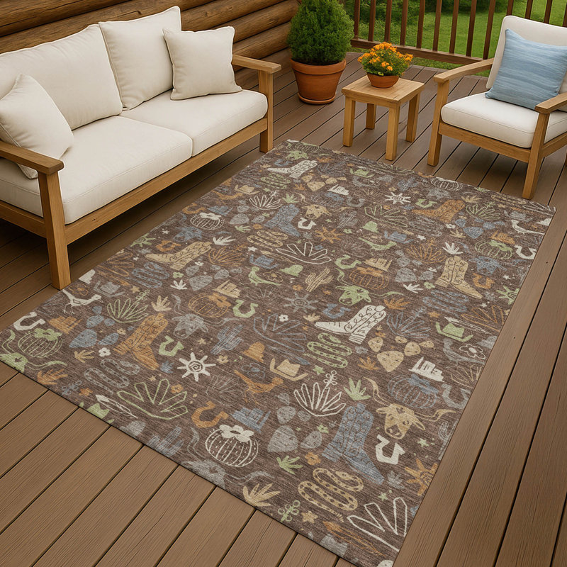 Tapis intérieur / extérieur lavable à la machine pour enfants Chantille ACN2512, Chocolat, Rectangle 9 pi x 12 pi