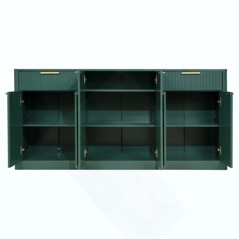 Buffet cannelé, meuble de rangement moderne à 6 portes et 2 tiroirs, grand buffet pour salle à manger, salon, entrée