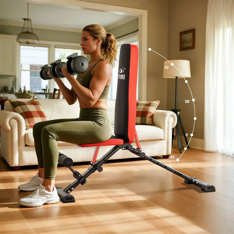 FED Fitness Flybird Series WB6 Foldable Weight Bench, 880 lb Capacity, 8×3 Angle Position Quick Adjust