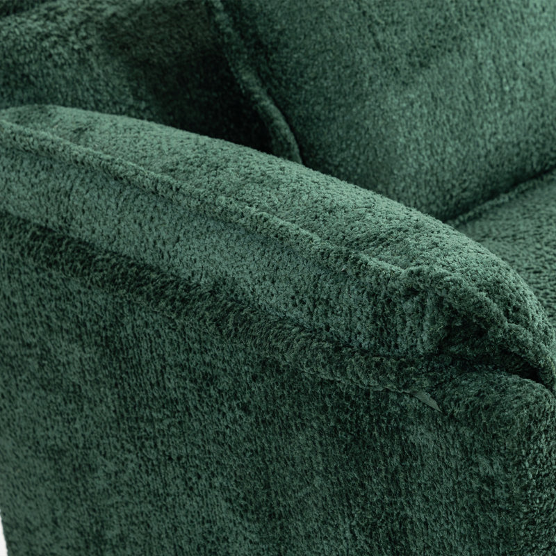 Fauteuil simple surdimensionné de 39,76 po avec repose-pieds Boucle, Dark Green Boucle