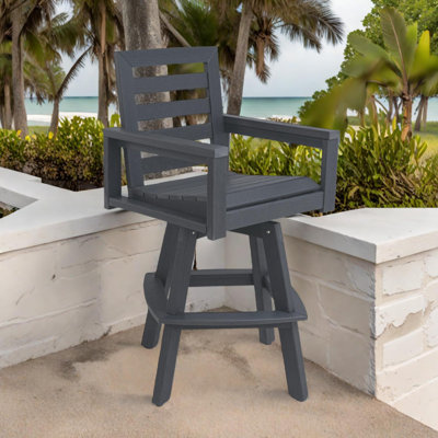 Outdoor Swivel Bar Stools with 360° Swivel and Ladderback Design