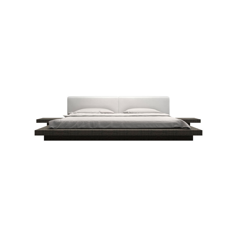 Upholstered Bed, King, Wenge/Pearl Gray Fabric