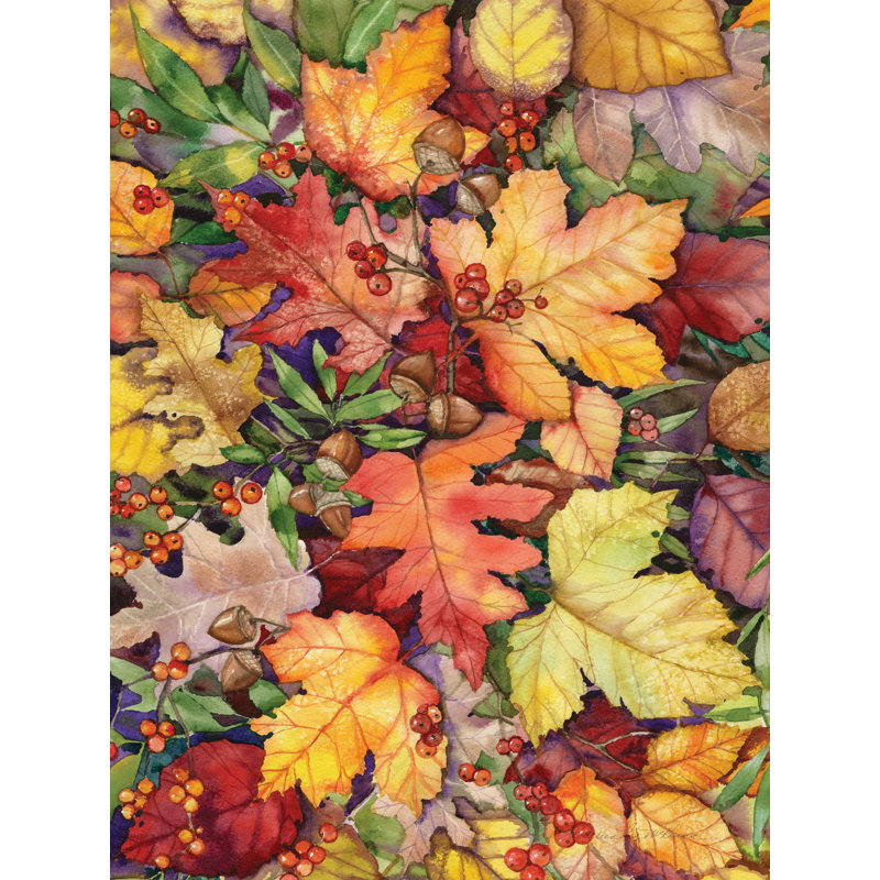 Feuilles et glands - reproduction sur toile tendue, H 48 po x l 36 po