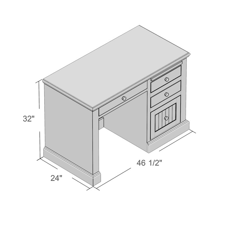Didier Solid Wood Computer Desk, None, Tempting Turquoise
