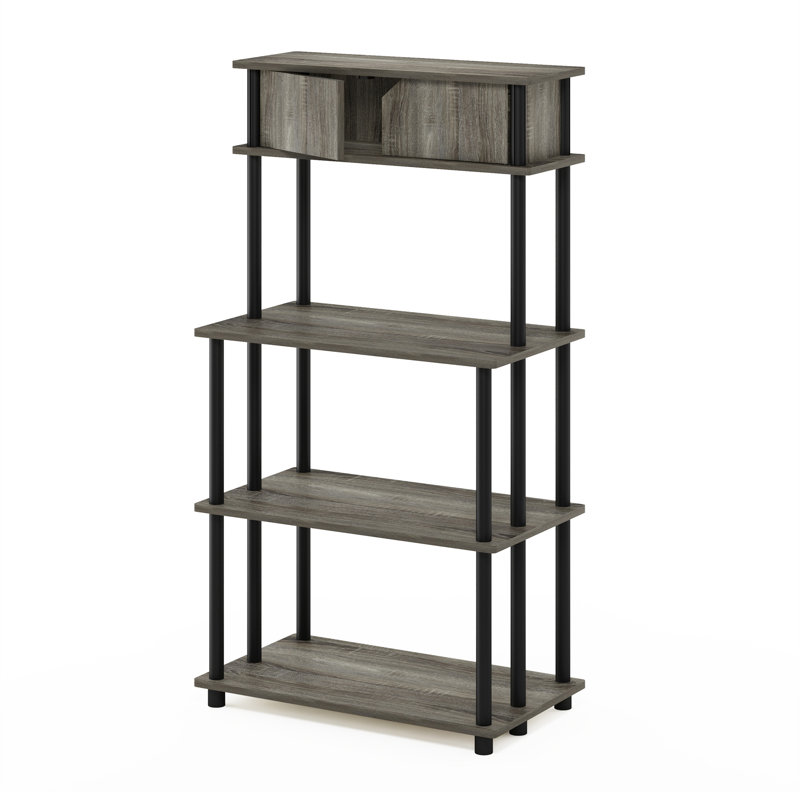 Bralynn 27'' Wide 5 Shelf with Top Cabinet Toolless Multipurpose Storage Shelf, French Oak Gray/Black