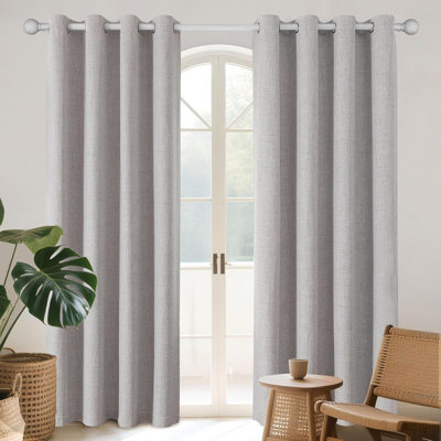 100% Blackout Curtains For Bedroom 84 Inch Long, Linen Black Out Curtains 2 Panels Set With Grommet For Living Room Window, Thermal Insulated Full Light Blocking Drapes Privacy Protection,52"W