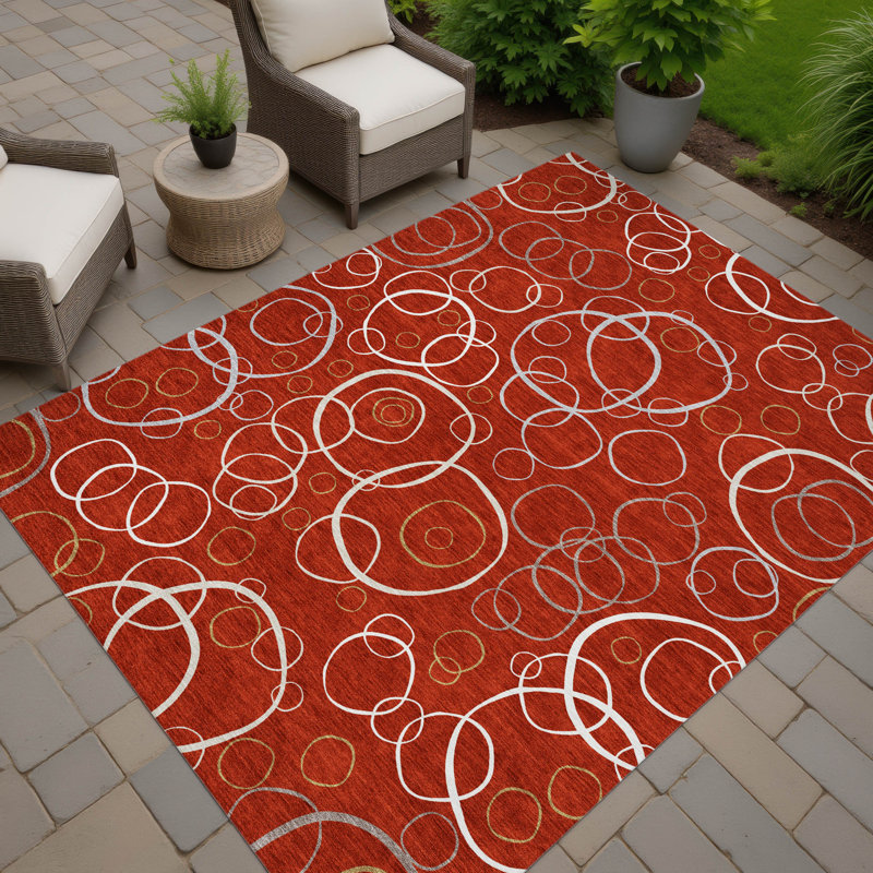 Machine Washable Indoor/Outdoor Kugler ACN2408 Geometric Rug, Rectangle 10' x 14'