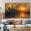 Décoration murale château jaune et noir automne noir I - Châteaux-106106418-134408850