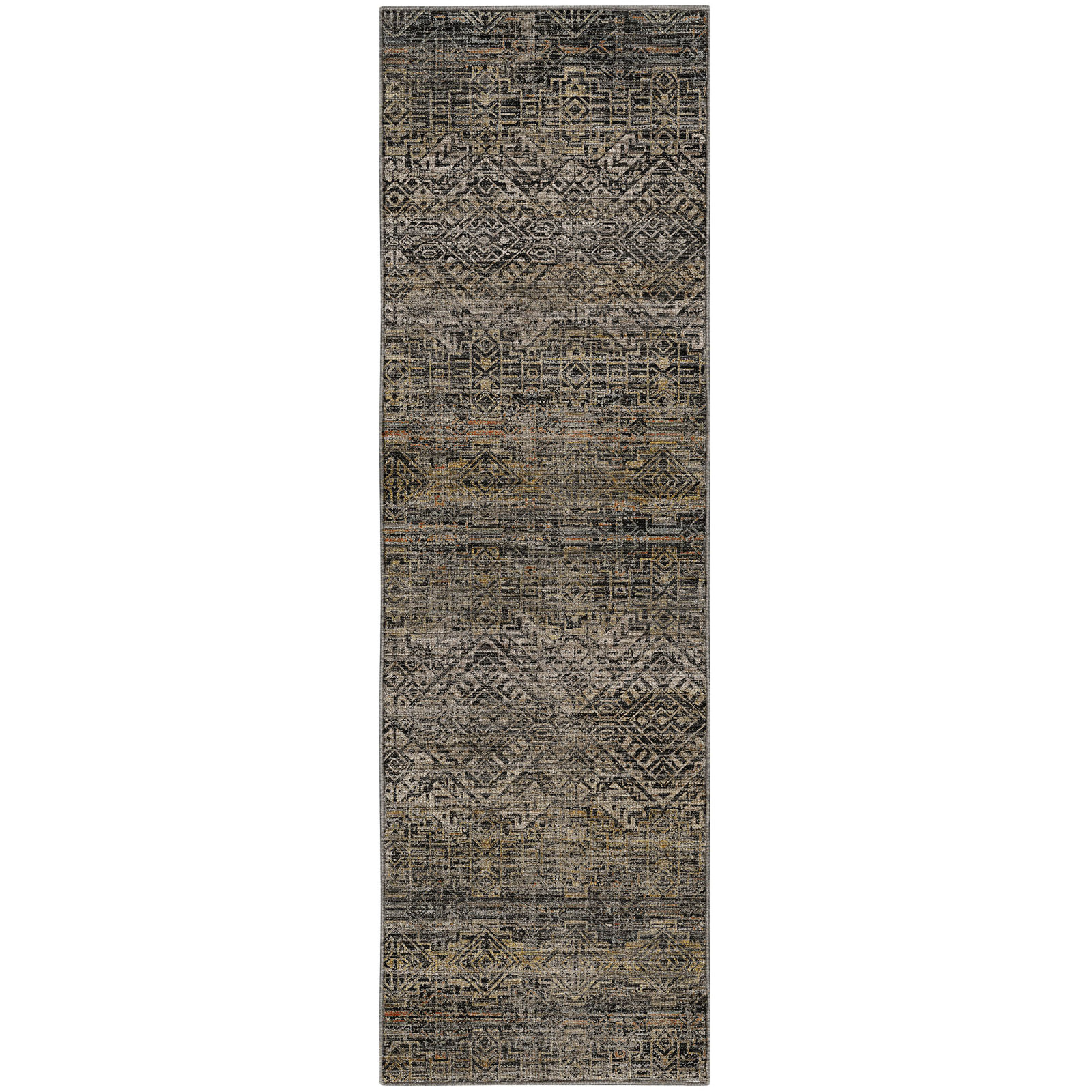 Premium Machine Washable Tirico Casual Rug, Black, 2'3" x 7'6" Runner